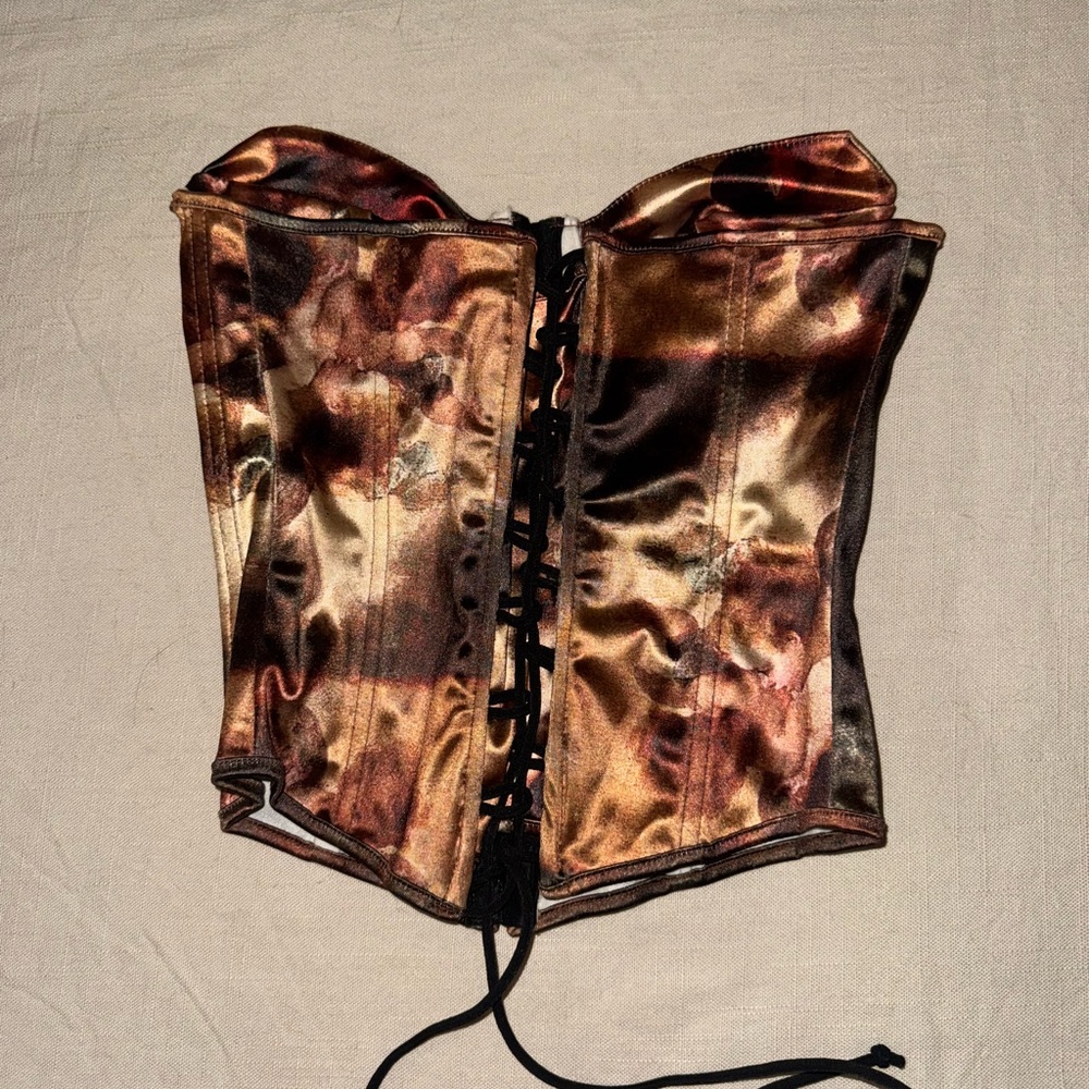 Brown and Black Sleeveless Bustier corset